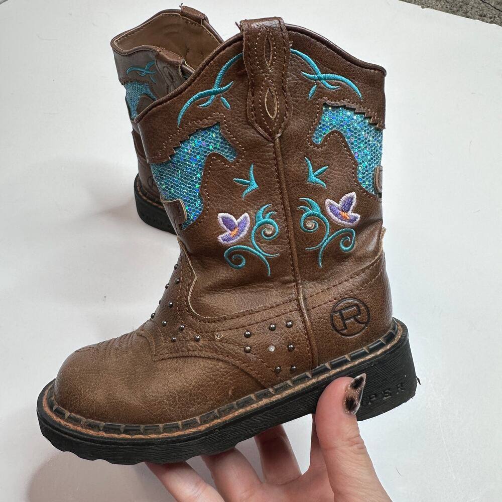 Roper Horse Flowers Light Up Glitter Cowgirl Western Boots
